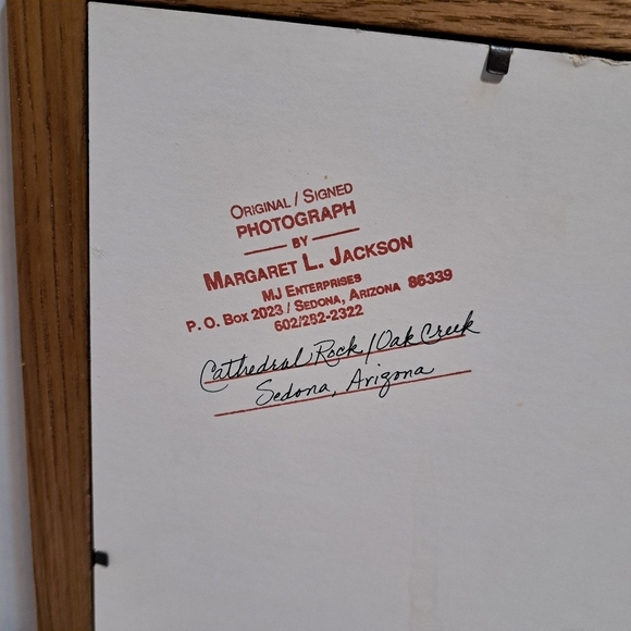 Vintage Margaret L. Jackson Cathedral Rock‎ Oak Creek Signed Framed Photo - Picture 4 of 6